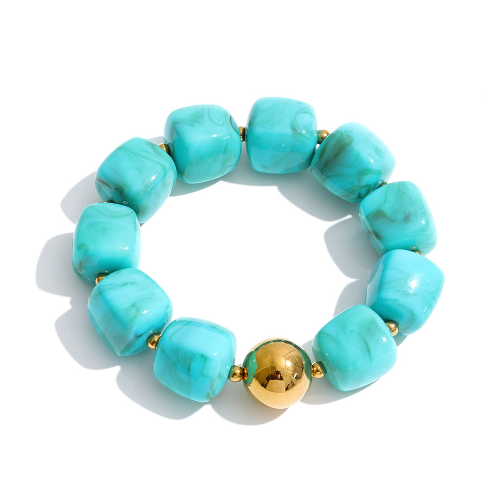 Acrylic Beaded Geometric Necklace — Gold-Plated Stainless Steel with Acrylic · PS2198