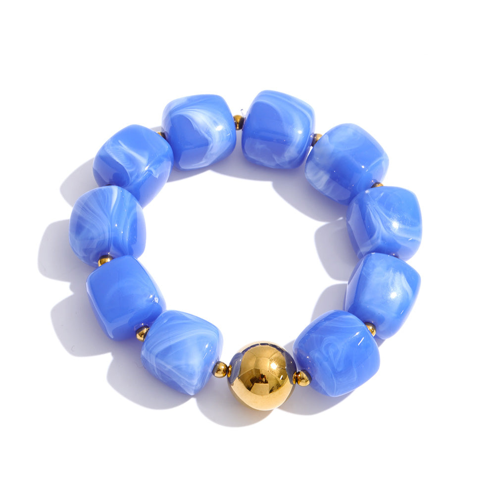 Acrylic Beaded Geometric Necklace — Gold-Plated Stainless Steel with Acrylic · PS2198