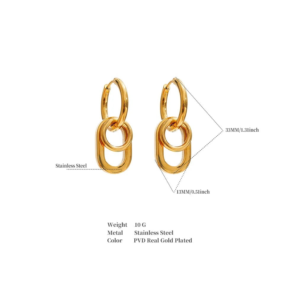 Geometric earrings in gold-plated stainless steel.