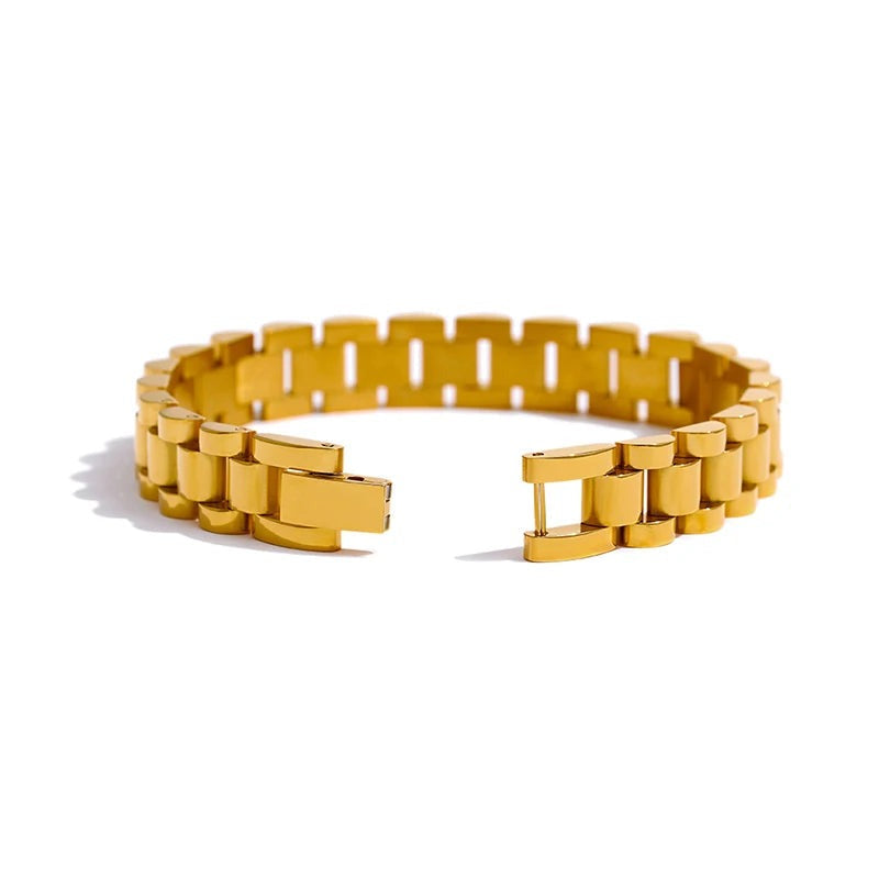 Geometric Chain Bracelet — Gold-Plated Stainless Steel · PS1930