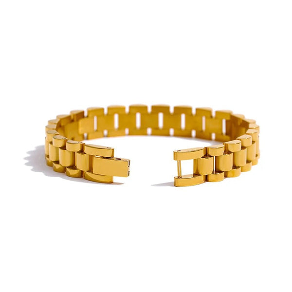 Geometric Chain Bracelet — Gold-Plated Stainless Steel · PS1930