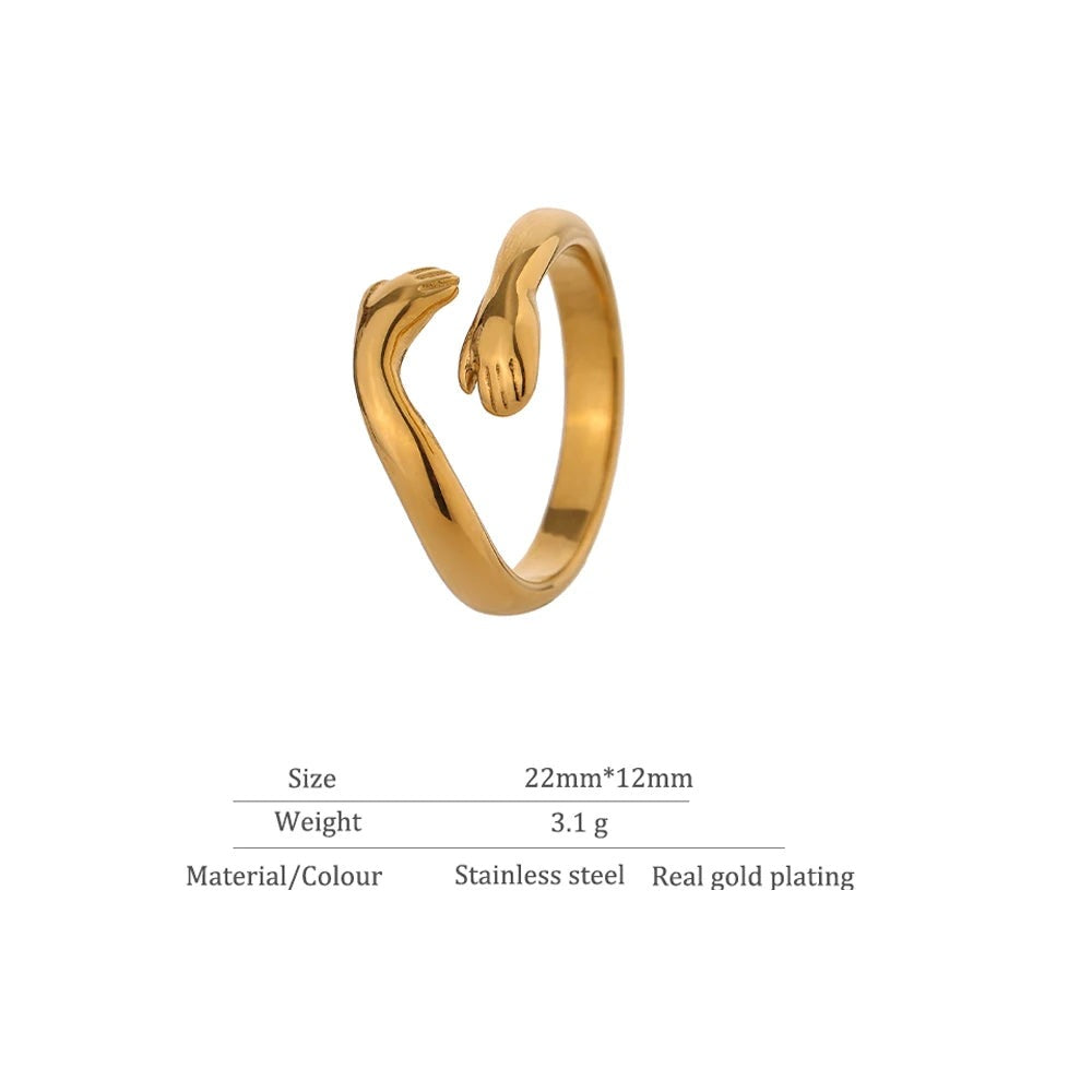 Geometric ring in 18K gold-plated stainless steel.