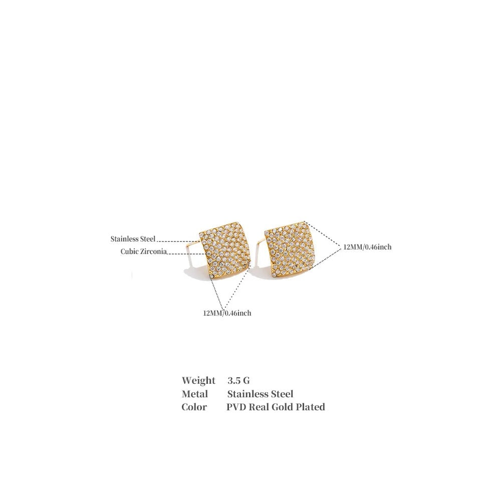 Cubic Zirconia Geometric Earrings — Gold-Plated Stainless Steel with Cubic Zirconia · PS1142