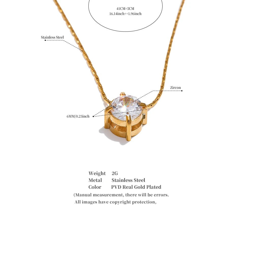 Cubic zirconia geometric necklace in gold-plated stainless steel with cubic zirconia.
