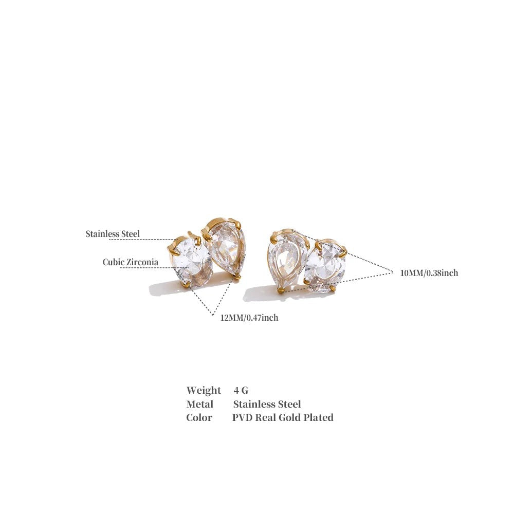 Cubic Zirconia Geometric Earrings — Gold-Plated Stainless Steel with Cubic Zirconia · PS1351