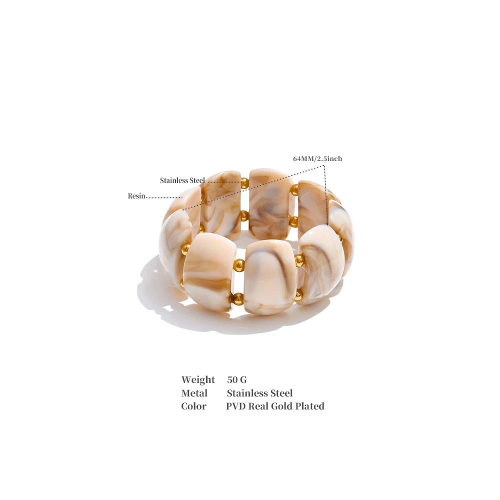 Resin multi-color geometric bracelet in gold-plated stainless steel with resin.
