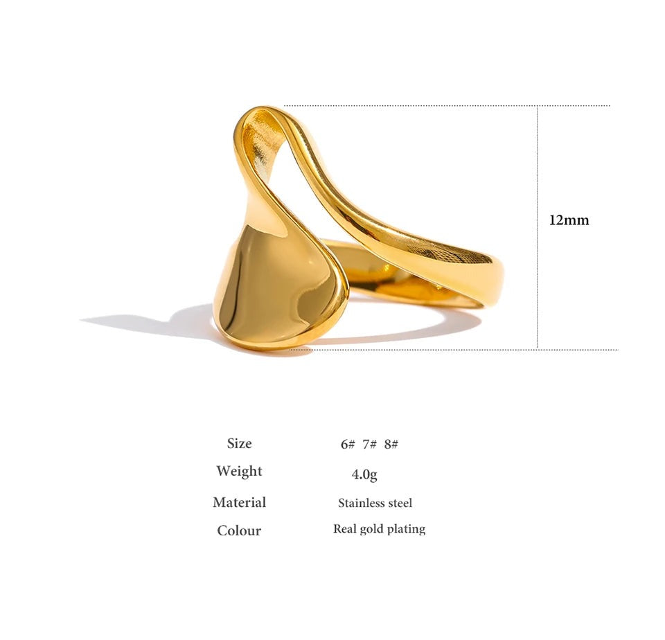Geometric ring in 18K gold-plated 316L stainless steel.