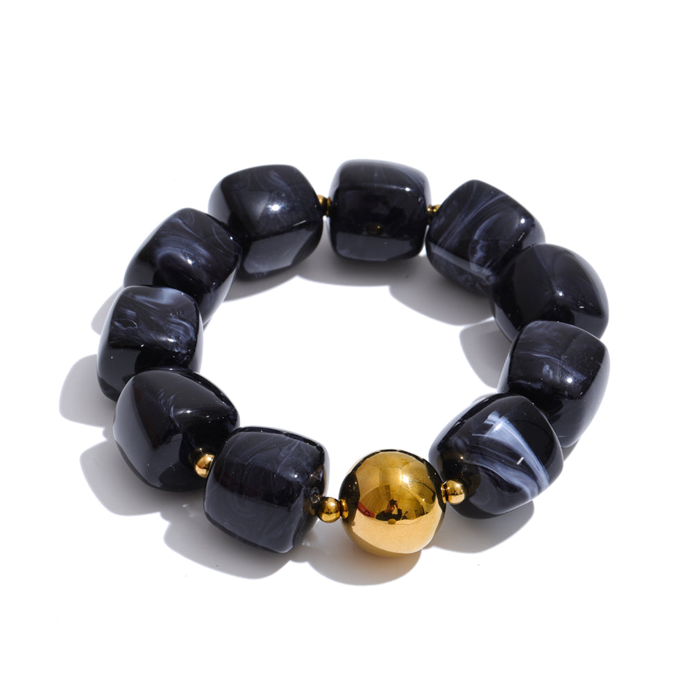 Acrylic Beaded Geometric Necklace — Gold-Plated Stainless Steel with Acrylic · PS2198