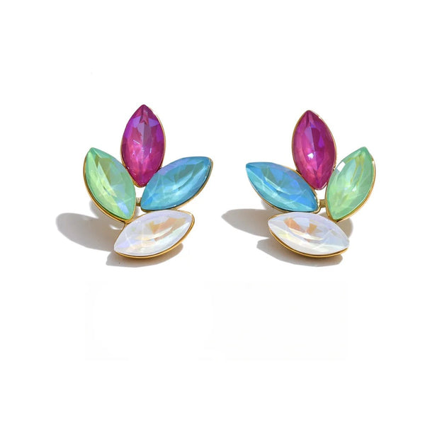 Gold-plated stainless steel earrings with crystal accents.