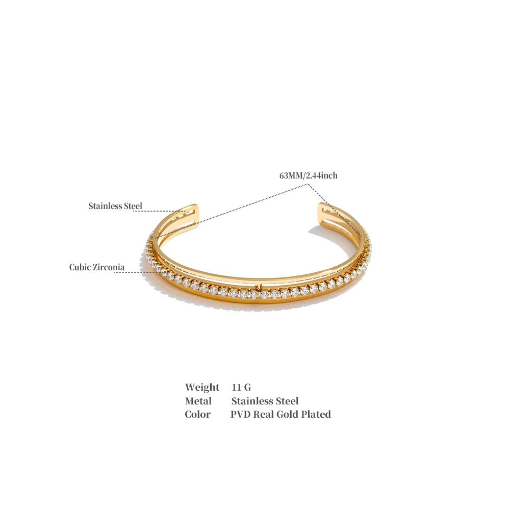 Cubic Zirconia Geometric Bracelet — Stainless Steel with Cubic Zirconia · PS1556