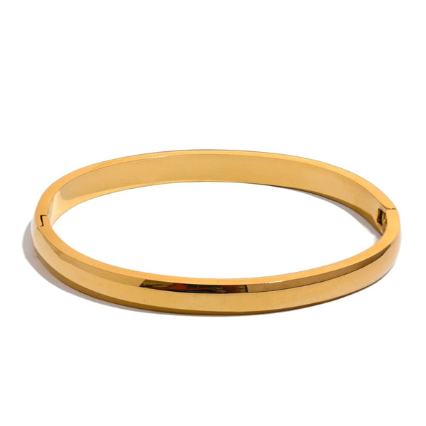 Gold-plated stainless steel bracelet with a simple design.