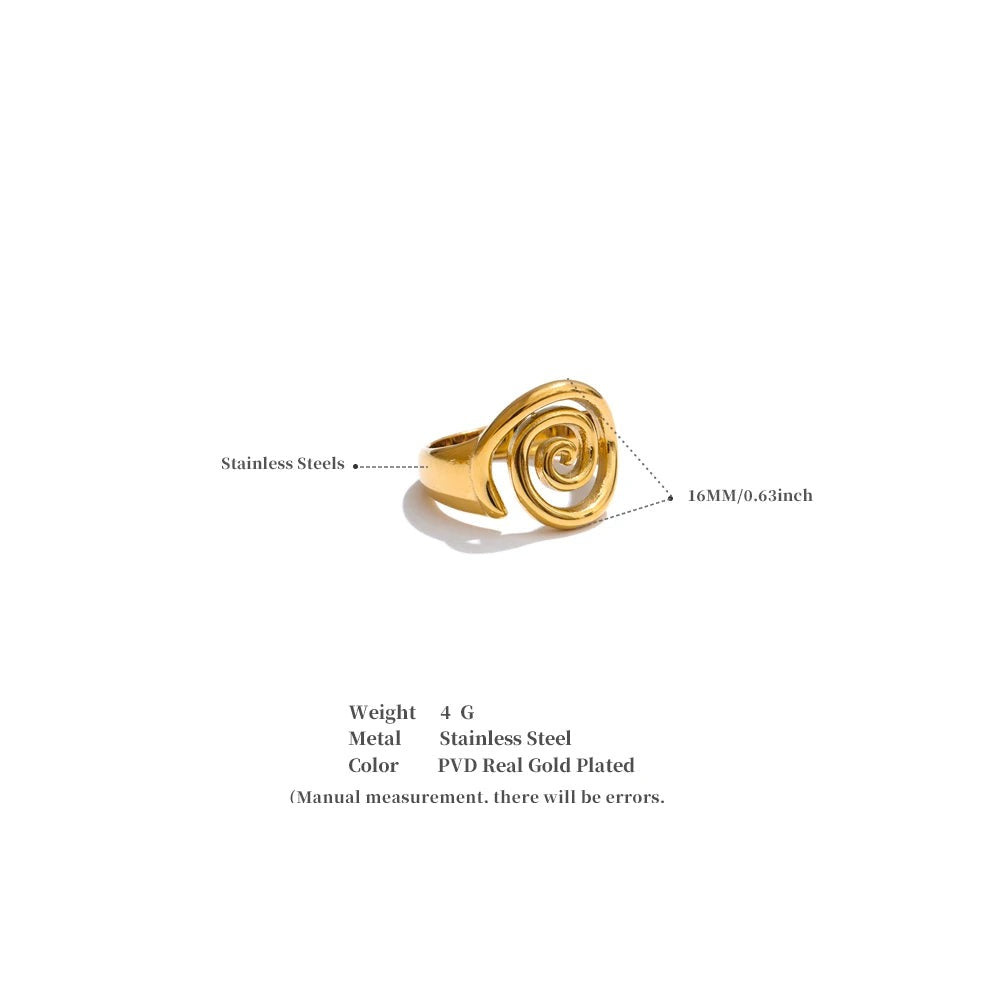 Geometric ring in gold-plated stainless steel.