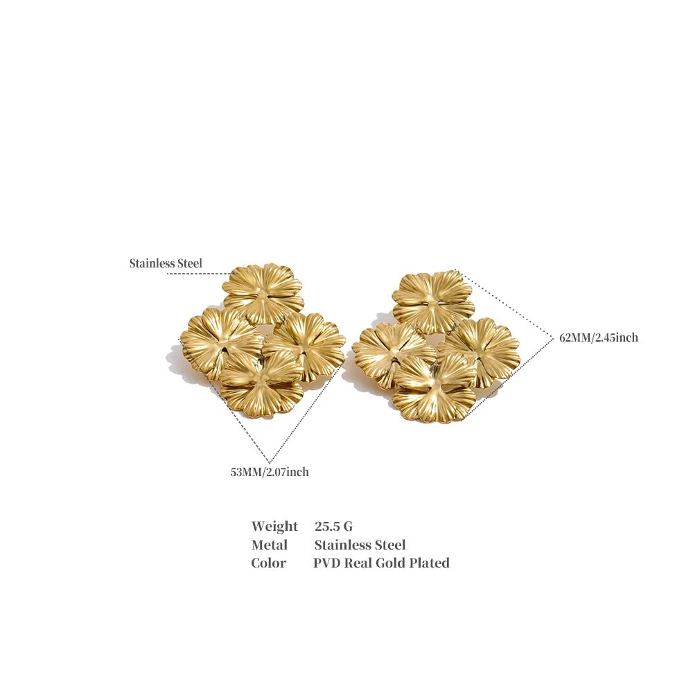 Flower Earrings — 14K Gold-Plated Stainless Steel · PS1379