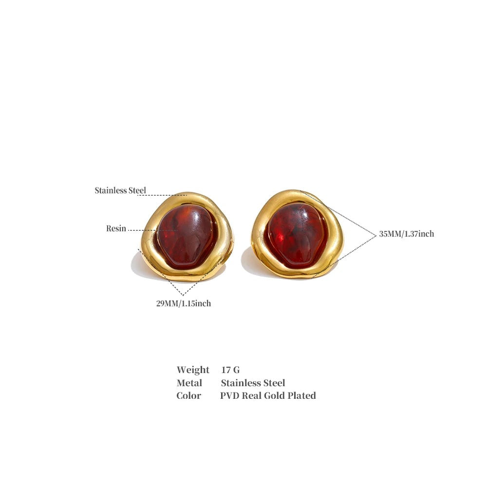 Resin Multi-Color Geometric Earrings — Stainless Steel with Resin · PS1558