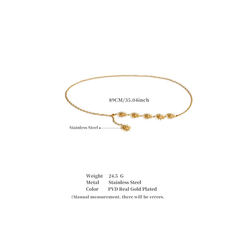 Sun geometric chain necklace in 18K gold-plated stainless steel.