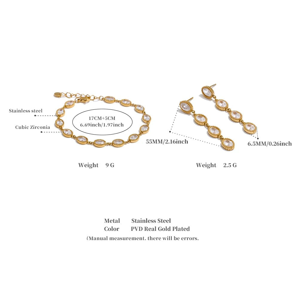 Cubic Zirconia Geometric Chain Earrings — Stainless Steel with Cubic Zirconia · PS1591