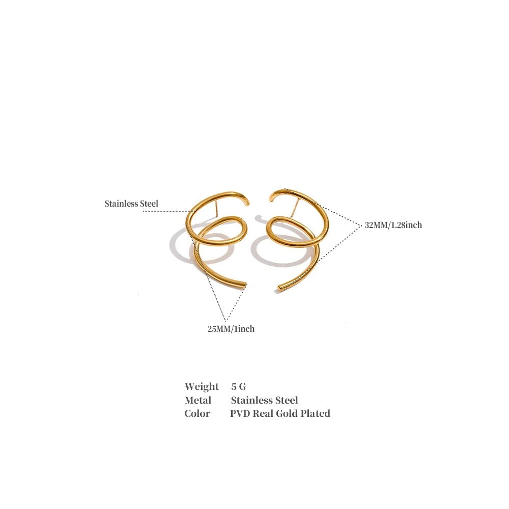 Geometric earrings in gold-plated stainless steel.