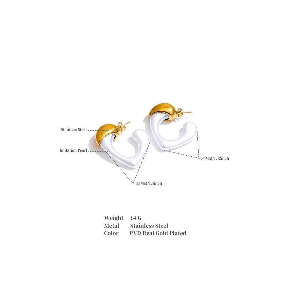 Pearl heart vintage earrings in gold-plated stainless steel with pearl.