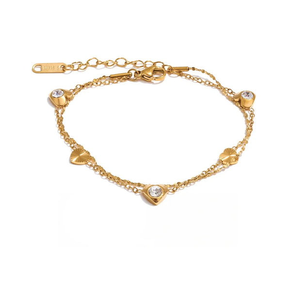 Gold-plated bracelet with cubic zirconia stones.