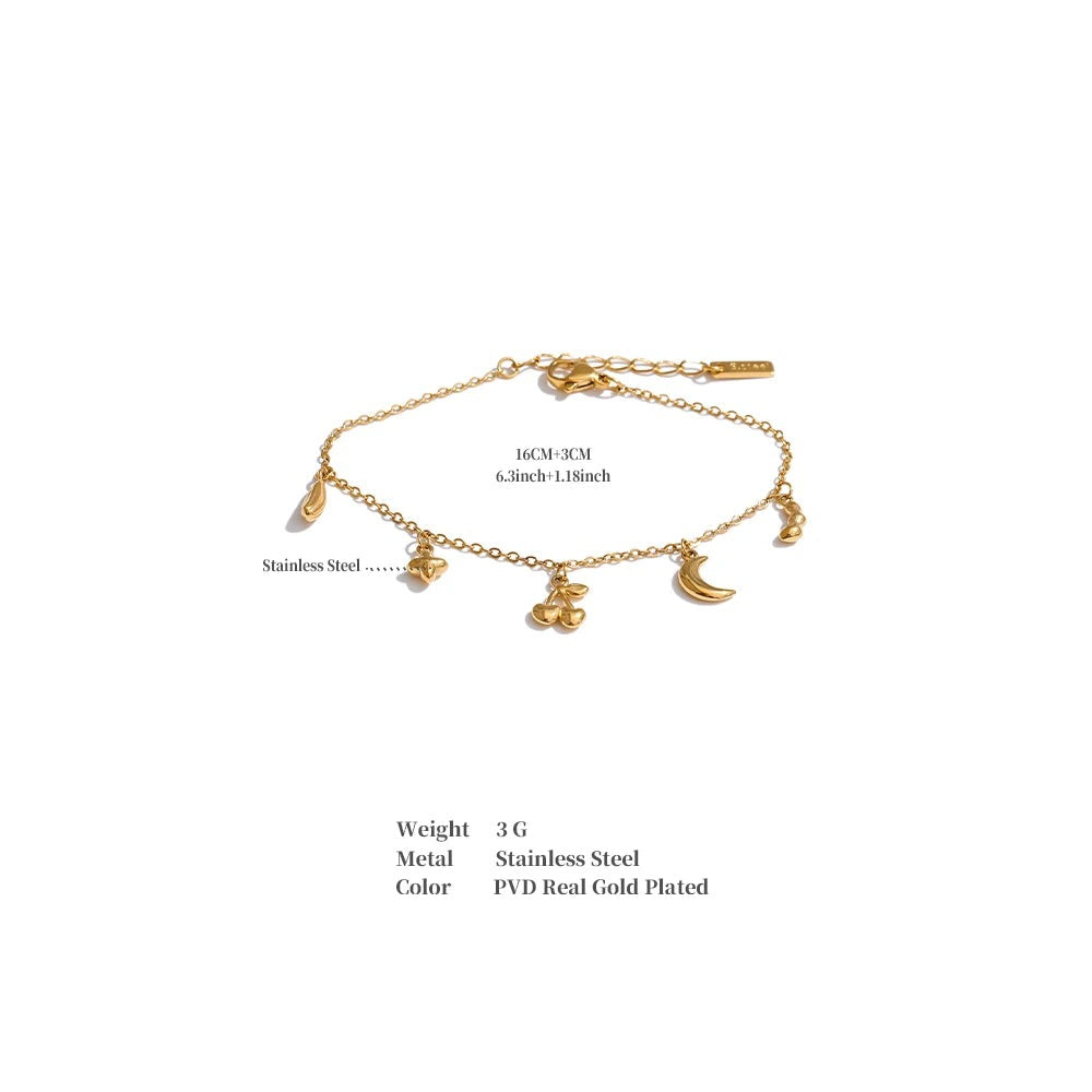 Star Moon Geometric Bracelet — Gold-Plated Stainless Steel · PS1126