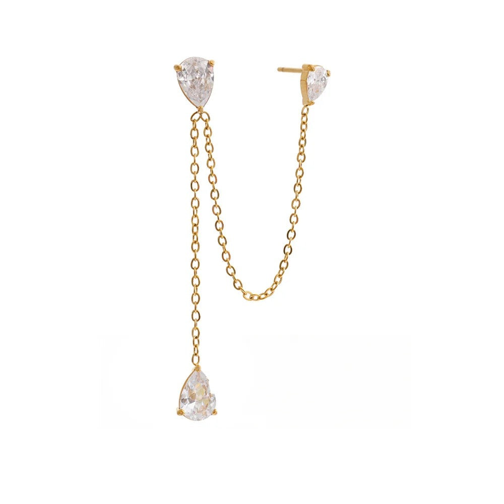 Gold-plated earrings with cubic zirconia stones.