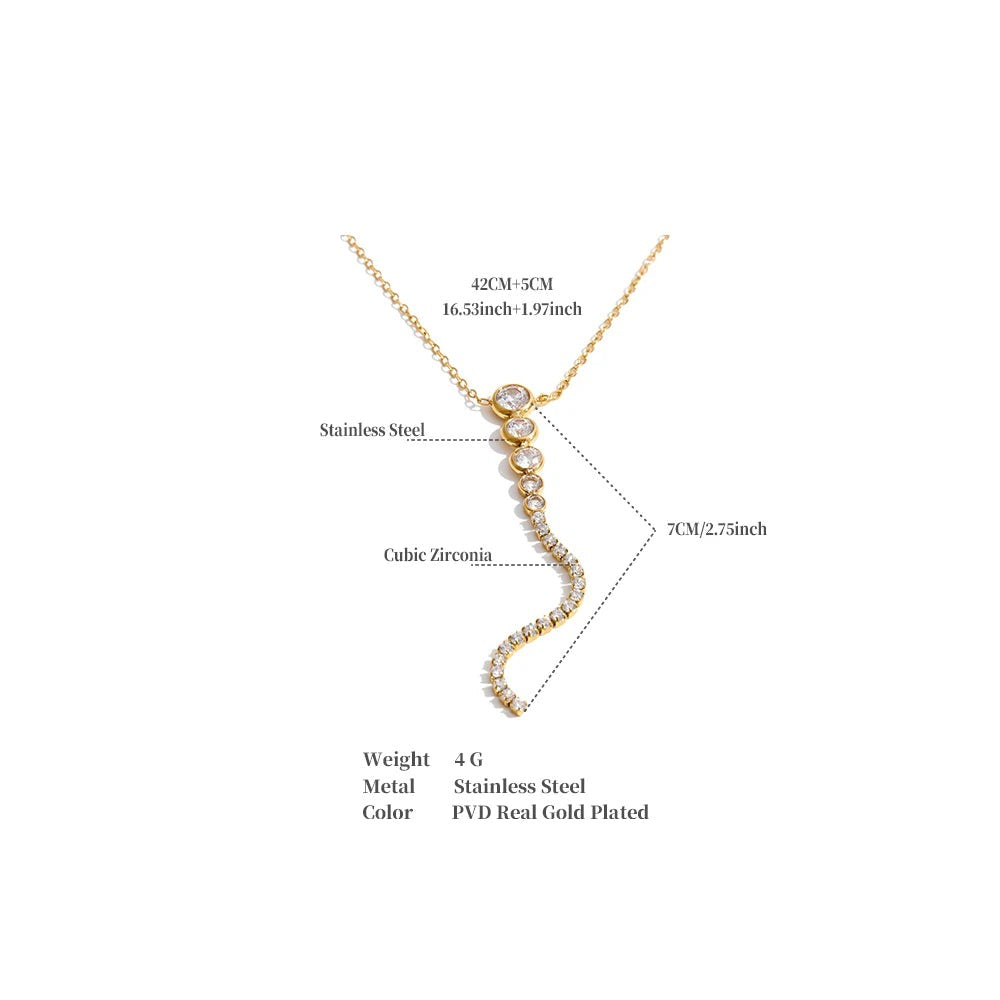 Cubic zirconia geometric necklace in gold-plated stainless steel with cubic zirconia.