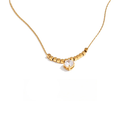 Gold-plated stainless steel necklace with cubic zirconia.
