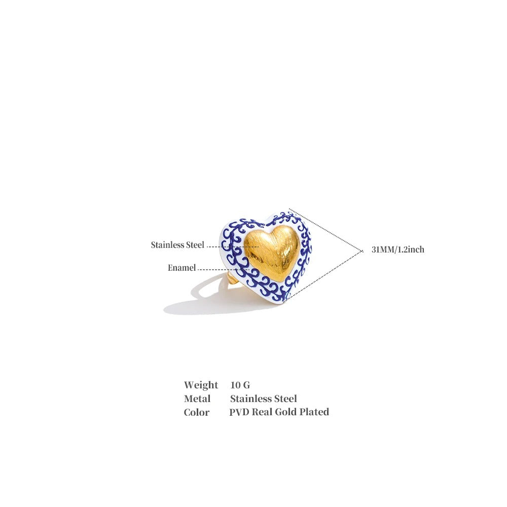 Heart ring in 18K gold-plated stainless steel.