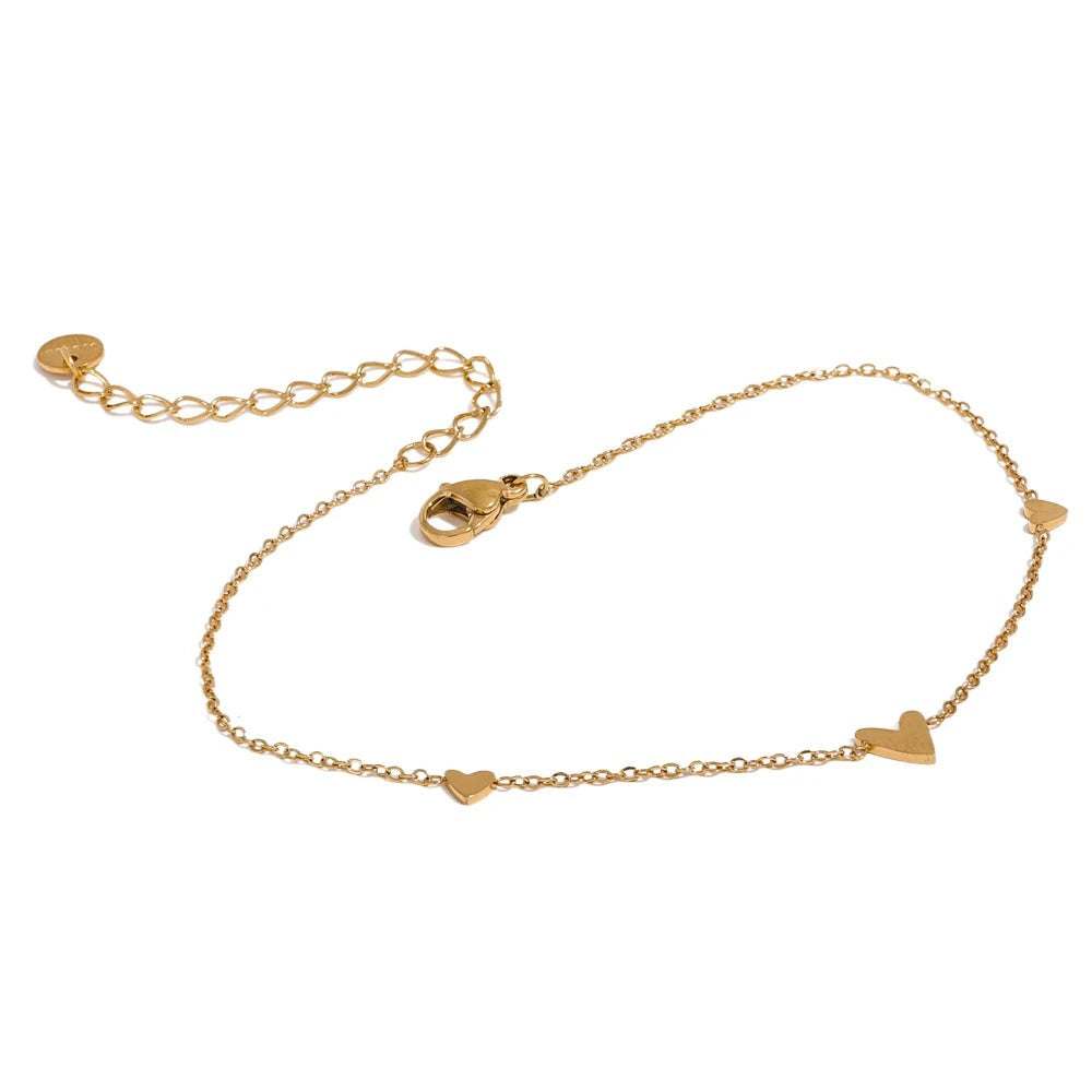 Heart Chain Anklet — Gold-Plated Stainless Steel · PS1660