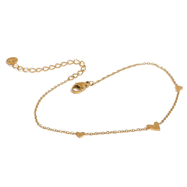 Heart Chain Anklet — Gold-Plated Stainless Steel · PS1660