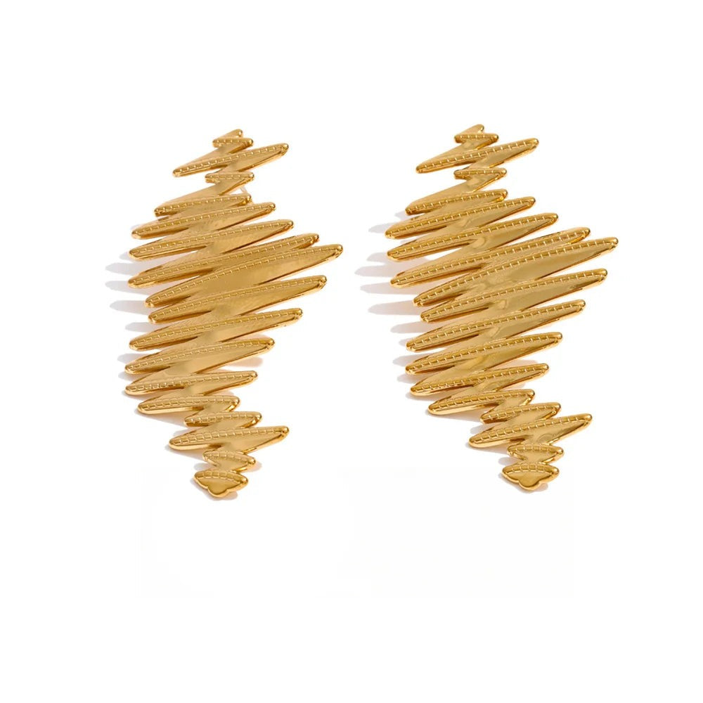 Gold-plated stainless steel earrings with a spiral design.