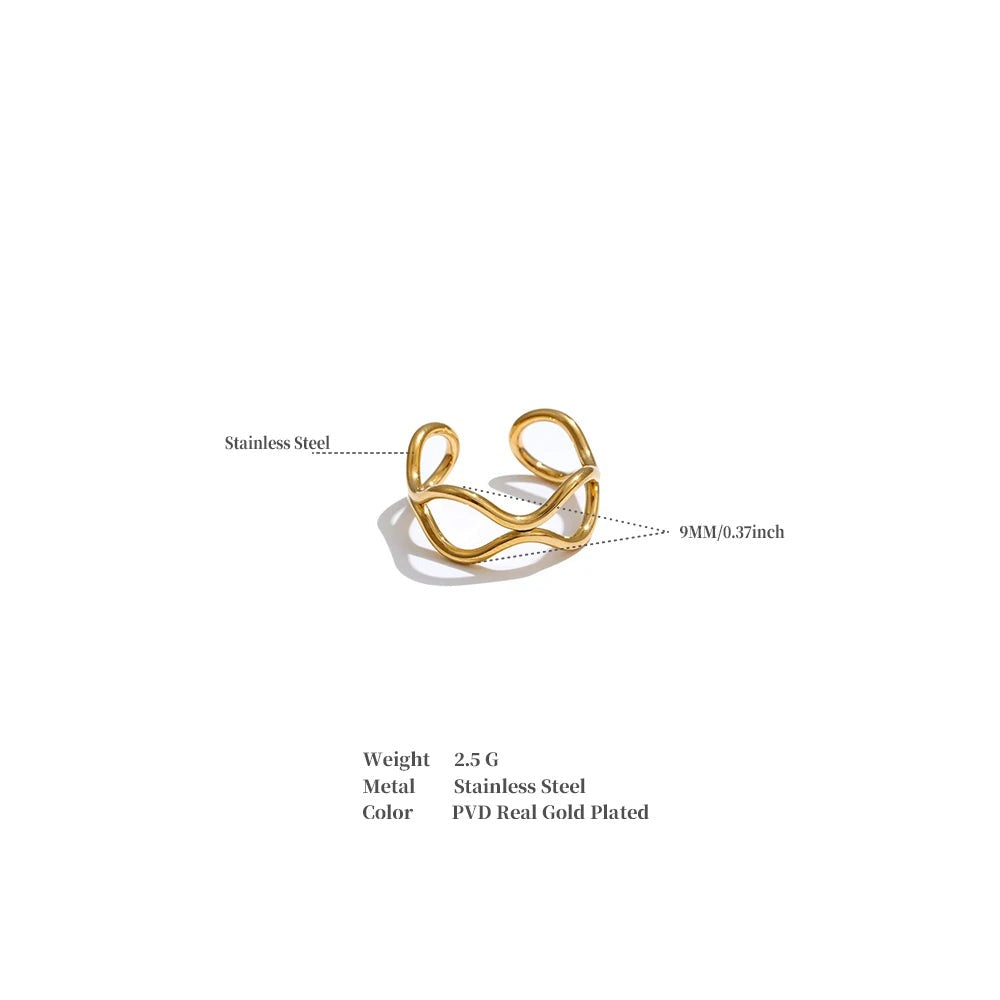 Geometric ring in 18K gold-plated stainless steel.
