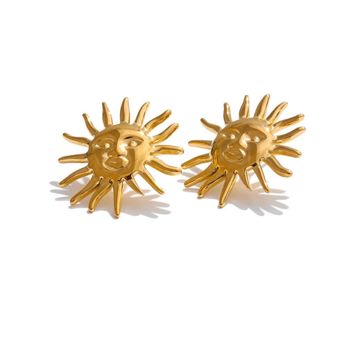 Black Sun Geometric Earrings — Gold-Plated Stainless Steel · PS1699