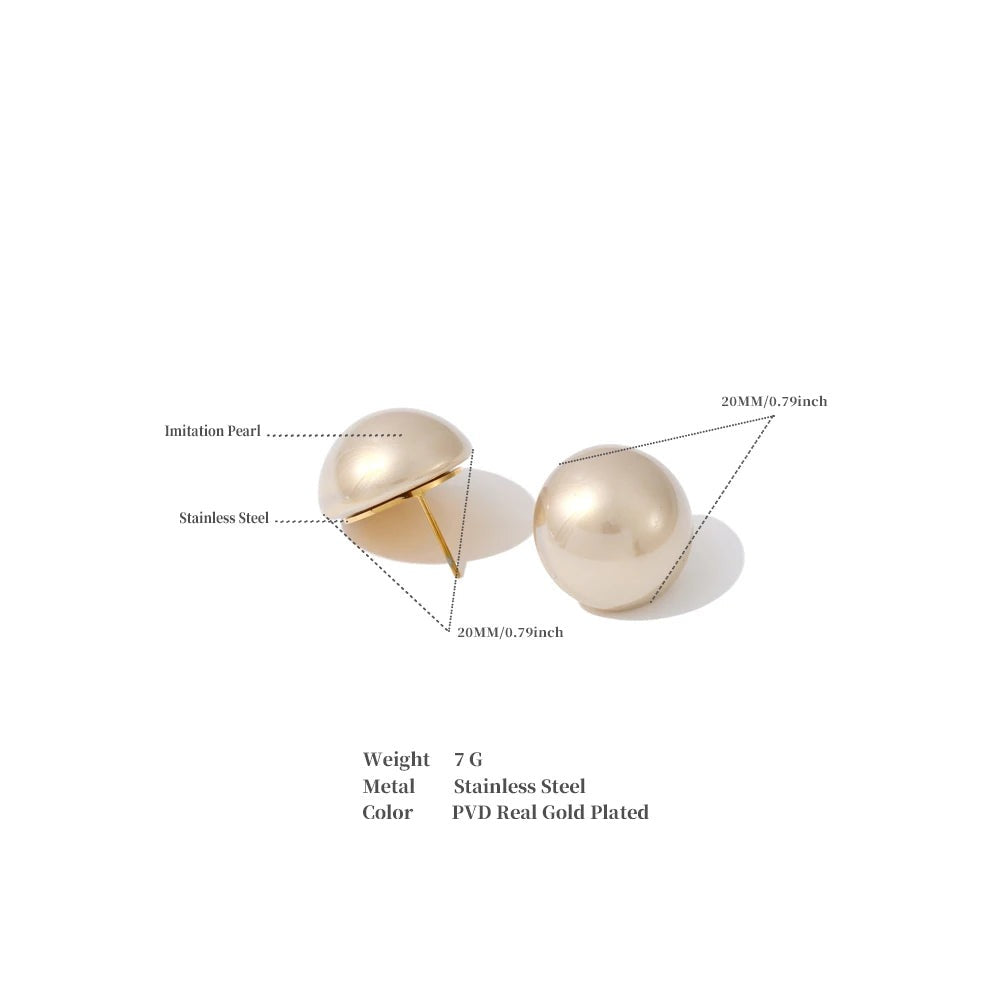Pearl Geometric Earrings — Gold-Plated Stainless Steel with Pearl · PS1659