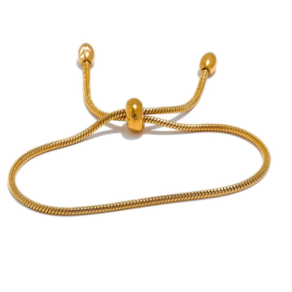 Gold-plated stainless steel bracelet with a twisted rope design.