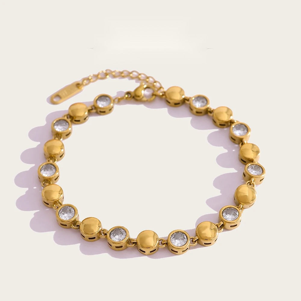 Zircon Beaded Bracelet — 316L Stainless Steel · PS394