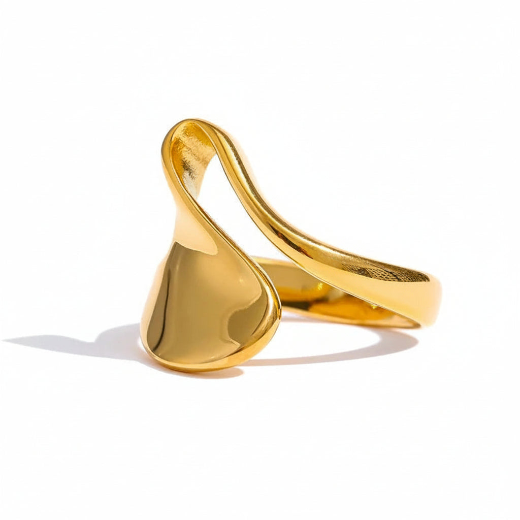 Gold-plated ring with a unique design.