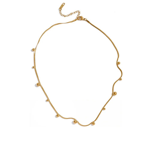 Gold-plated stainless steel necklace with a large bead design.