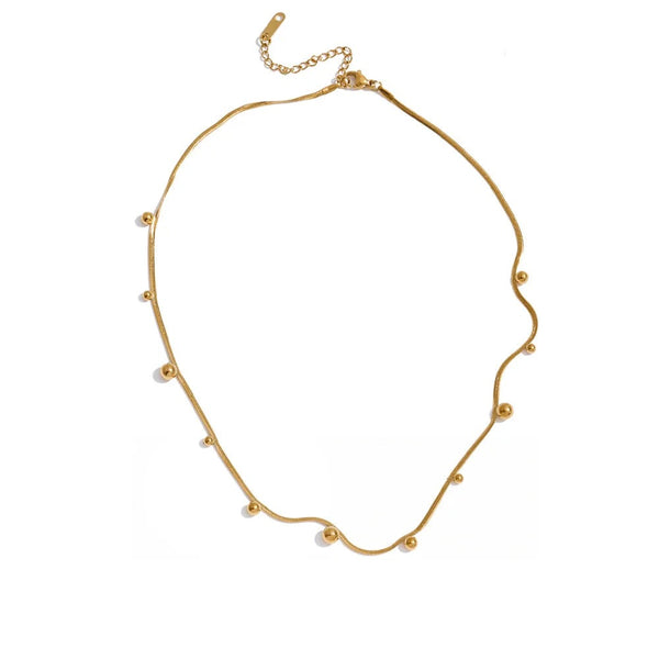 Gold-plated stainless steel necklace with a large bead design.