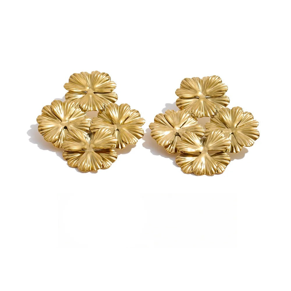 Flower Earrings — 14K Gold-Plated Stainless Steel · PS1379