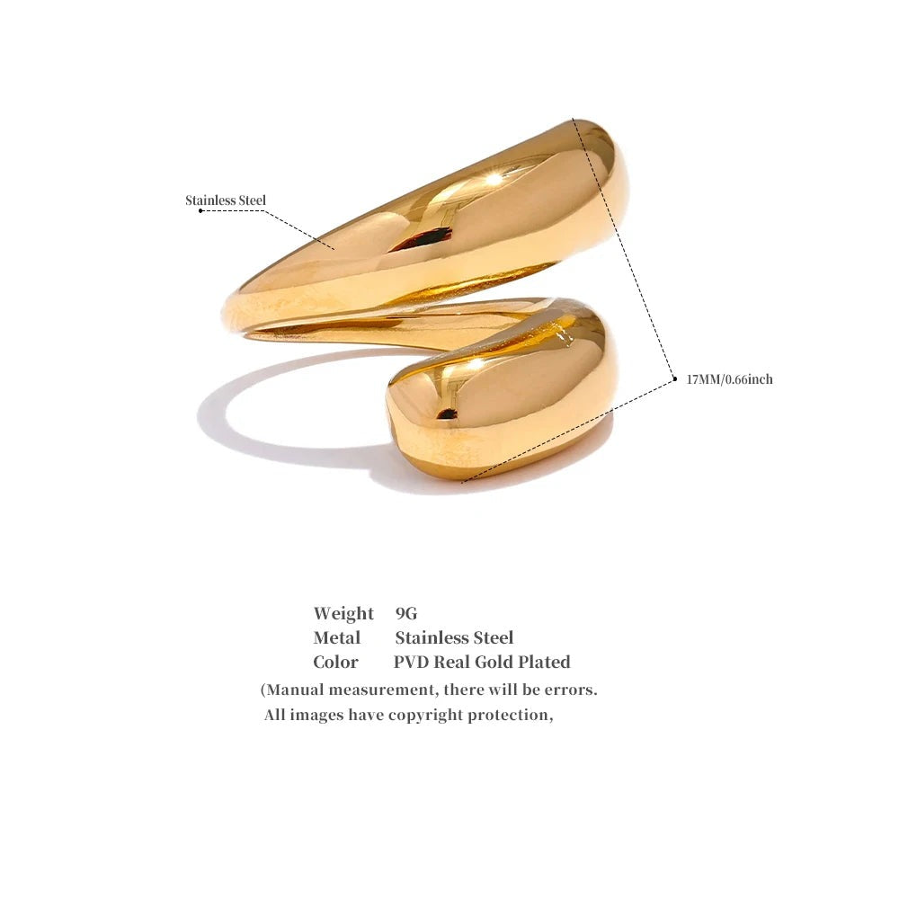 Geometric ring in 18K gold-plated stainless steel.
