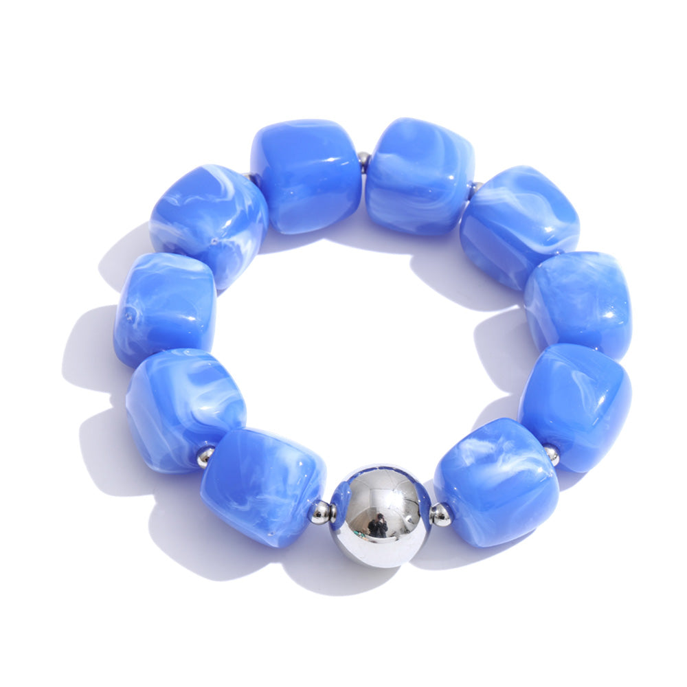 Acrylic Beaded Geometric Necklace — Gold-Plated Stainless Steel with Acrylic · PS2198