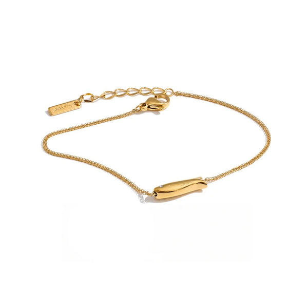 Cubic Zirconia Geometric Chain Bracelet — Gold-Plated Stainless Steel with Cubic Zirconia · PS1757