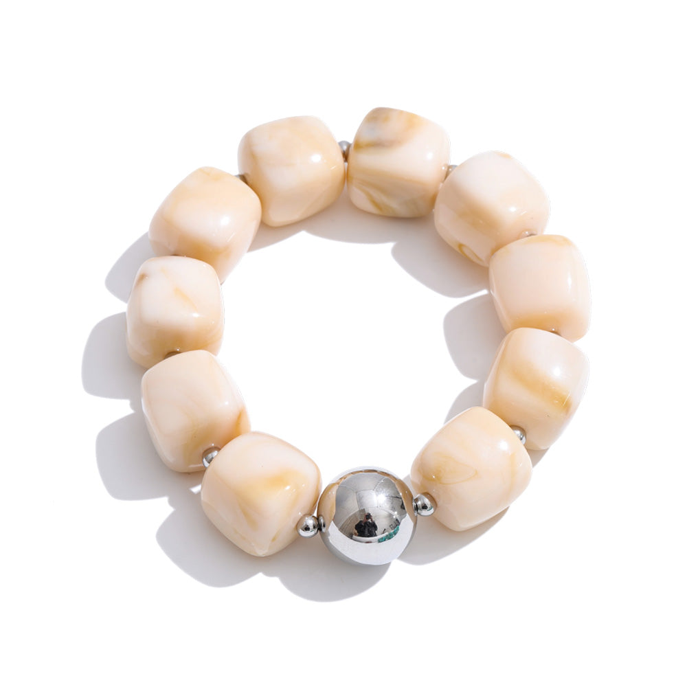 Acrylic Beaded Geometric Necklace — Gold-Plated Stainless Steel with Acrylic · PS2198