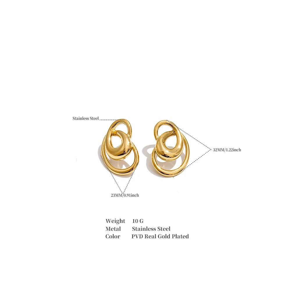 Geometric earrings in gold-plated stainless steel.