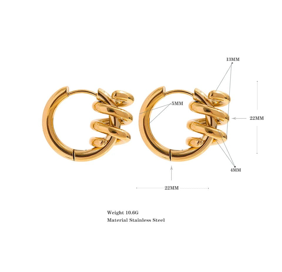 Geometric earrings in gold-plated stainless steel.