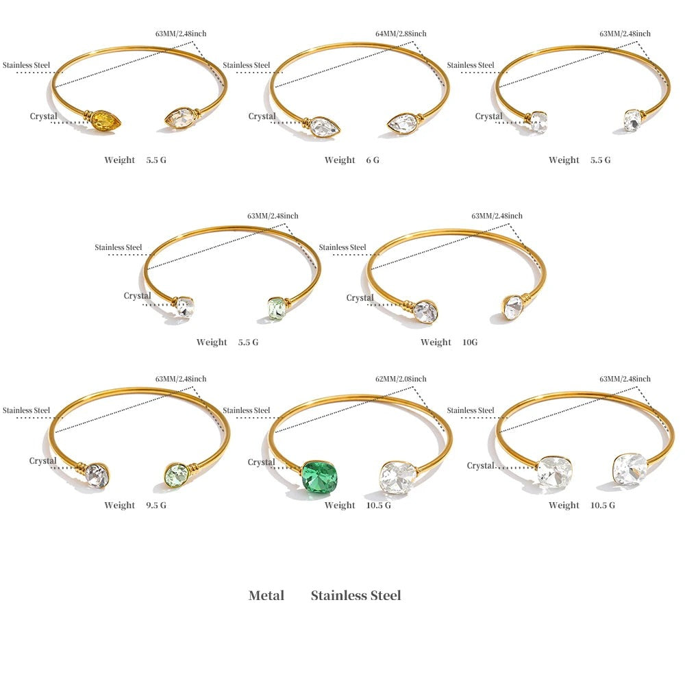 Crystal Geometric Bracelet — Gold-Plated Stainless Steel with Crystal · PS1121