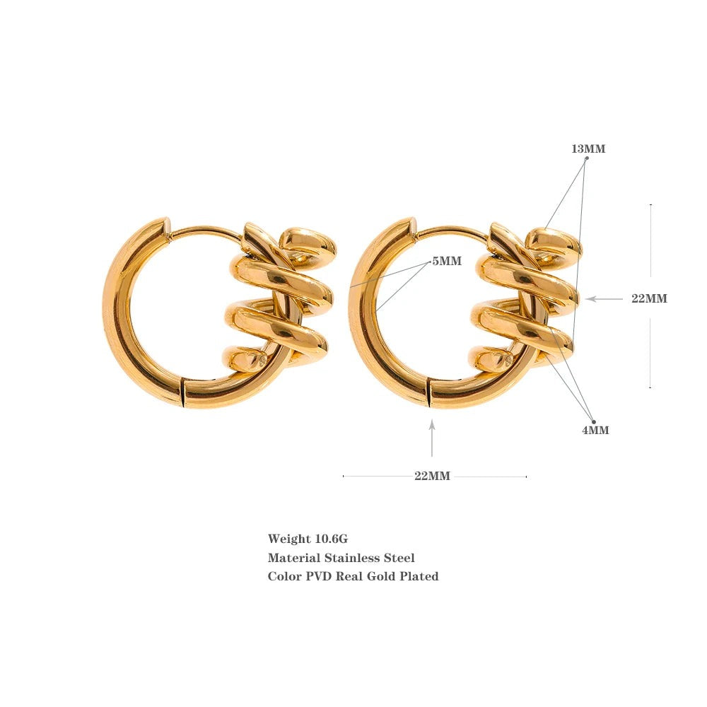 Geometric earrings in gold-plated stainless steel.