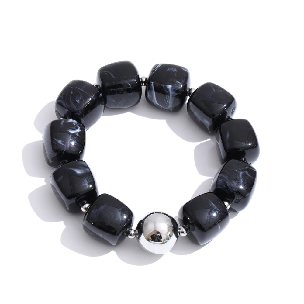 Acrylic Beaded Geometric Necklace — Gold-Plated Stainless Steel with Acrylic · PS2198