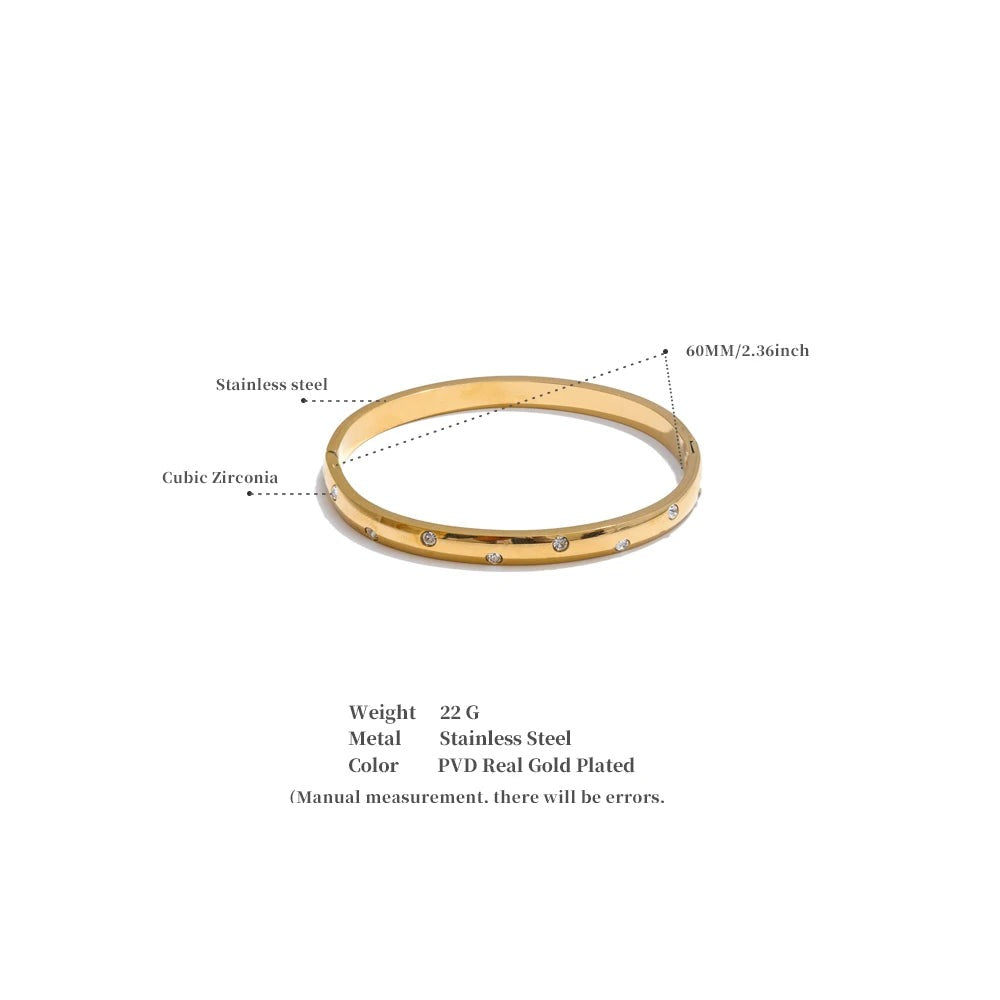 Cubic Zirconia Geometric Bracelet — Gold-Plated Stainless Steel with Cubic Zirconia · PS2150